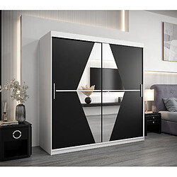 Abiks Meble Armoire Boliwia à portes coulissantes 200/200/62 2 portes (blanc/noir) 