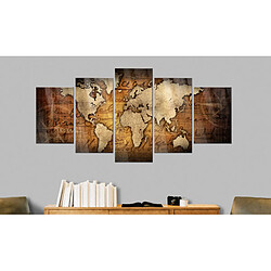 Decoshop26 Tableaux en verre acrylique décoration murale motif Carte monde bronze 100x50 cm TVA110170