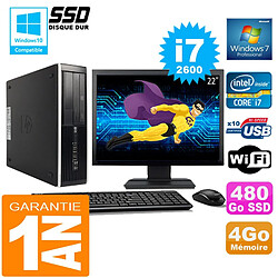 PC HP Compaq 8300 SFF Core I7-2600 Ram 4Go Disque 480 Go SSD Wifi W7 Ecran 22" - Occasion