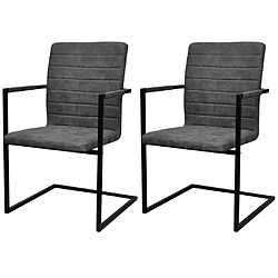 vidaXL Chaises à manger cantilever lot de 2 gris similicuir 