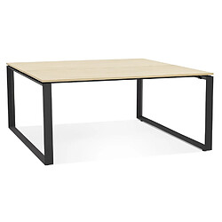 Alterego Table de réunion / bureau bench 'BAKUS SQUARE' en bois finition naturelle et métal noir - 140x140 cm BAKUS