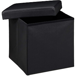 Helloshop26 Tabouret pouf banquette pliant meuble de rangement stable synthétique 38 cm noir 13_0002806_3