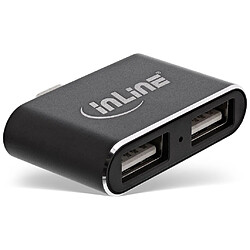 Mini hub USB 2.0 InLine®, AF USB Type-C M à 2x USB, noir