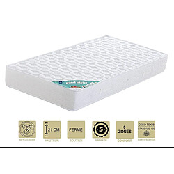 Provence Literie Lot de 2 Matelas + Alèses 100x200 x 21 cm - Ferme - Aertech+ 35 Kg/m3 HR Haute Densité - Hypoallergénique - 5 Zones de Confort