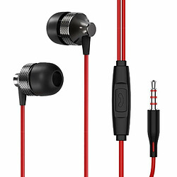 Casque Filaire Avec Microphone Intra-Auriculaire Ergonomique Hi-Fi Musique Sport Écouteurs Casque De Jeu Noir Rouge 