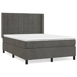 Maison Chic Lit Adulte - Lit simple Lit à sommier tapissier et matelas moelleux - Meuble de Chambre - Gris foncé 140x190cm Velours -MN83923