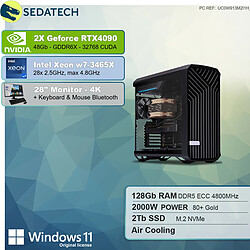 Sedatech Pack Workstation Pro • Intel Xeon-3465X • 2x RTX4090 • 128Go RAM • 2To SSD M.2 • Windows 11 Pro • Moniteur 28"