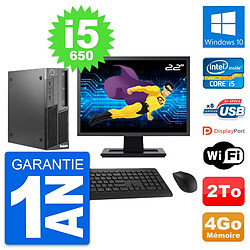 PC Lenovo M90 SFF Ecran 22" Intel Core i5-650 RAM 4Go Disque 2To Windows 10 Wifi - Occasion