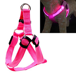 Wewoo Laisse pour chien en nylon de sangle de coffre de de chat de harnais à double face de la lumière LEDtaille M rose