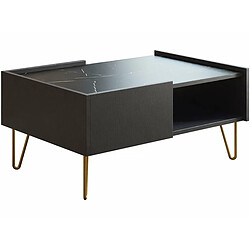 palozi home Table basse Karine - 97 x 65 x 45 cm - Noir/Effet marbre