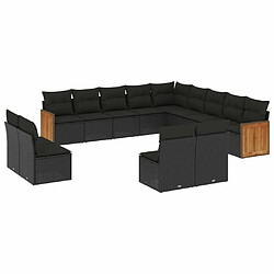 Maison Chic Salon de jardin avec coussins 13 pcs | Ensemble de Table et chaises | Mobilier d'Extérieur noir résine tressée -GKD51199