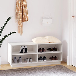 Maison Chic Armoire à Chaussures,Meuble de Rangement à Chaussures Blanc 110x34x45 cm Bois de pin massif -MN76135