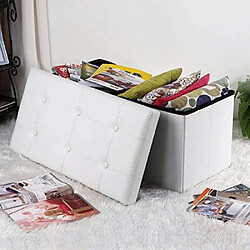 SONGMICS Coffre de Rangement Pouf de Rangement Gain de Place Pliable Blanc 76 x 38 x 38 cm LSF106