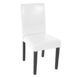 Decoshop26 Lot de 2 chaises de salle à manger synthétique blanc pieds foncés CDS04048