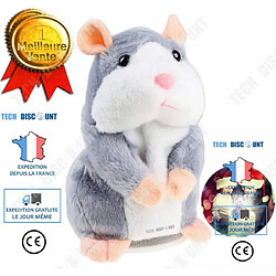 Tech Discount TD® Parler Hamster Plush Toy drôle Peluche Répète ce Que tu Dis Jouet électronique Parlant Cadeau de Bébé Enfants adorable (Gris cla