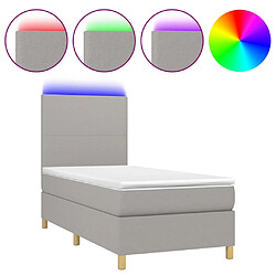 vidaXL Sommier à lattes de lit et matelas et LED Gris clair 100x200 cm