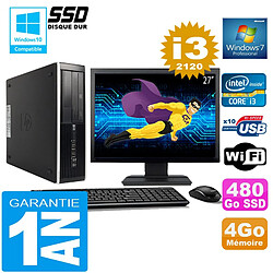 PC HP Compaq 8300 SFF Core I3-2120 Ram 4Go Disque 480 Go SSD Wifi W7 Ecran 27" - Occasion