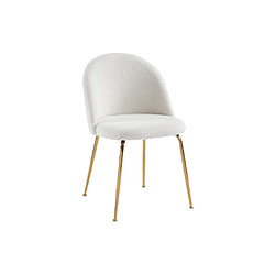 Acheter Vente-Unique Lot de 2 chaises - Tissu bouclette et métal doré - Blanc - MELBOURNE