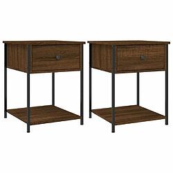 Maison Chic Lot de 2 Tables de chevet,Table de nuit,Table d'appoint pour salon chêne marron 44x45x58 cm bois ingénierie -MN40985