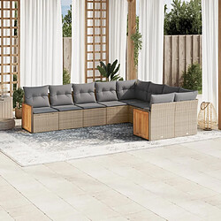 Maison Chic Salon de jardin avec coussins 9 pcs | Ensemble de Table et chaises | Mobilier d'Extérieur beige résine tressée -GKD51397