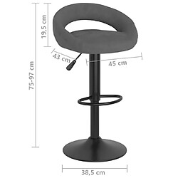 vidaXL Tabourets de bar lot de 2 gris foncé velours pas cher