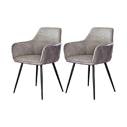 Lisa Design Lormi - lot de deux fauteuils - en velours côtelé et velours - gris