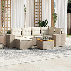 vidaXL Salon de jardin avec coussins 7 pcs beige résine tressée 