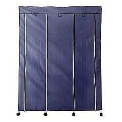 Dressing en tissu avec portes zippées et roulettes Nyana Home 170x125x45cm 6 trous, 3 portes, 2 armoires Bleu