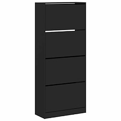 Maison Chic Armoire à chaussures 4 tiroirs | Meuble de rangement à chaussures Meuble d'Entrée rabattables noir 80x34x187,5 cm -MN85219