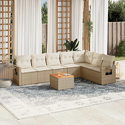 Maison Chic Salon de jardin avec coussins 8 pcs | Ensemble de Table et chaises | Mobilier d'Extérieur beige résine tressée -GKD10551