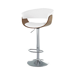 Rendez Vous Deco Chaise de bar blanche Basile avec accoudoirs 59/81 cm 