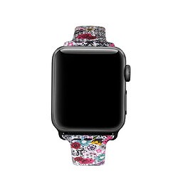 Wewoo Courroie d'impression en silicone pour Apple Watch séries 5 et 440 mm motif fleur de couleur