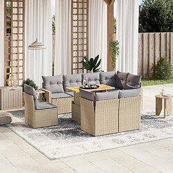 vidaXL Salon de jardin avec coussins 9 pcs beige résine tressée 