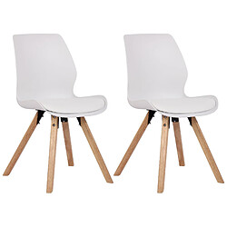 Decoshop26 Lot de 2 chaises de salle à manger en plastique blanc style scandinave pieds bois CDS101141 