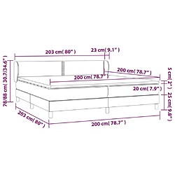 vidaXL Sommier à lattes de lit avec matelas Gris foncé 200x200cm Tissu pas cher