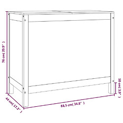 vidaXL Boîte à linge Gris 88,5x44x76 cm Bois massif de pin pas cher