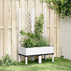 Maison Chic Jardinière,Bac à fleurs avec treillis - pot de fleur blanc 80x40x142 cm PP -GKD75879