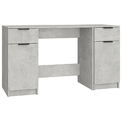 vidaXL Bureau avec armoire latérale Gris béton Bois d'ingénierie