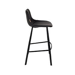 Mes Lot de 2 chaises de bar H80 cm en PU noir - FRANKY