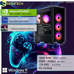 Sedatech Pack PC Gamer • Intel i9-11900KF • RTX4060 • 32 Go RAM • 1To SSD M.2 • Windows 11 • Moniteur 27"