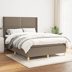 vidaXL Sommier à lattes de lit avec matelas Taupe 140x200 cm Tissu 