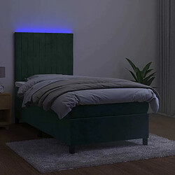 Acheter Sommier à lattes et matelas LED,Cadre à lattes de lit pour Adulte Vert foncé 90x200cm Velours -MN76117