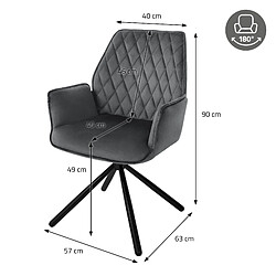 ML-Design Lot de 2 chaises pivotantes de salle à manger avec accoudoirs 180° pivotant en velours Chaise de salon pas cher