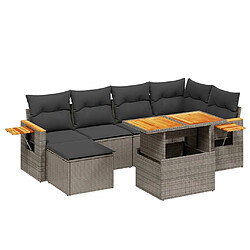 vidaXL Salon de jardin avec coussins 7 pcs gris résine tressée