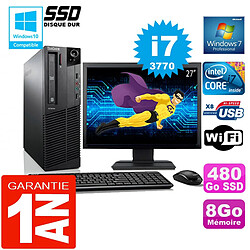 PC Lenovo M92p SFF Core I7-3770 Ram 8Go Disque 480 Go SSD Wifi W7 Ecran 27" · Occasion 