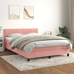 vidaXL Sommier à lattes de lit avec matelas Rose 140x190 cm Velours 