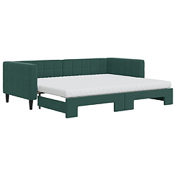 Maison Chic Lit d'appoint avec gigogne et matelas | Lit de jour | Lit de repos vert foncé 90x200cm velours -GKD72371