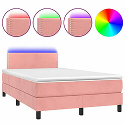 Maison Chic Lit adulte - Lit + matelas + LED,Sommier à lattes de lit et matelas LED rose 120x190 cm velours -GKD78824