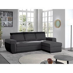 Bestmobilier Milan - Canapé d'angle réversible - 4 places - Convertible avec coffre - En simili et tissu Milan - Canapé d'angle réversible - 4 places - Convertible avec coffre - En simili et tissu - Noir / Gris