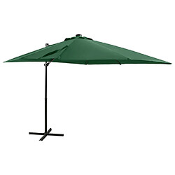 vidaXL Parasol de jardin en porte-à-faux et mât et lumières LED vert 